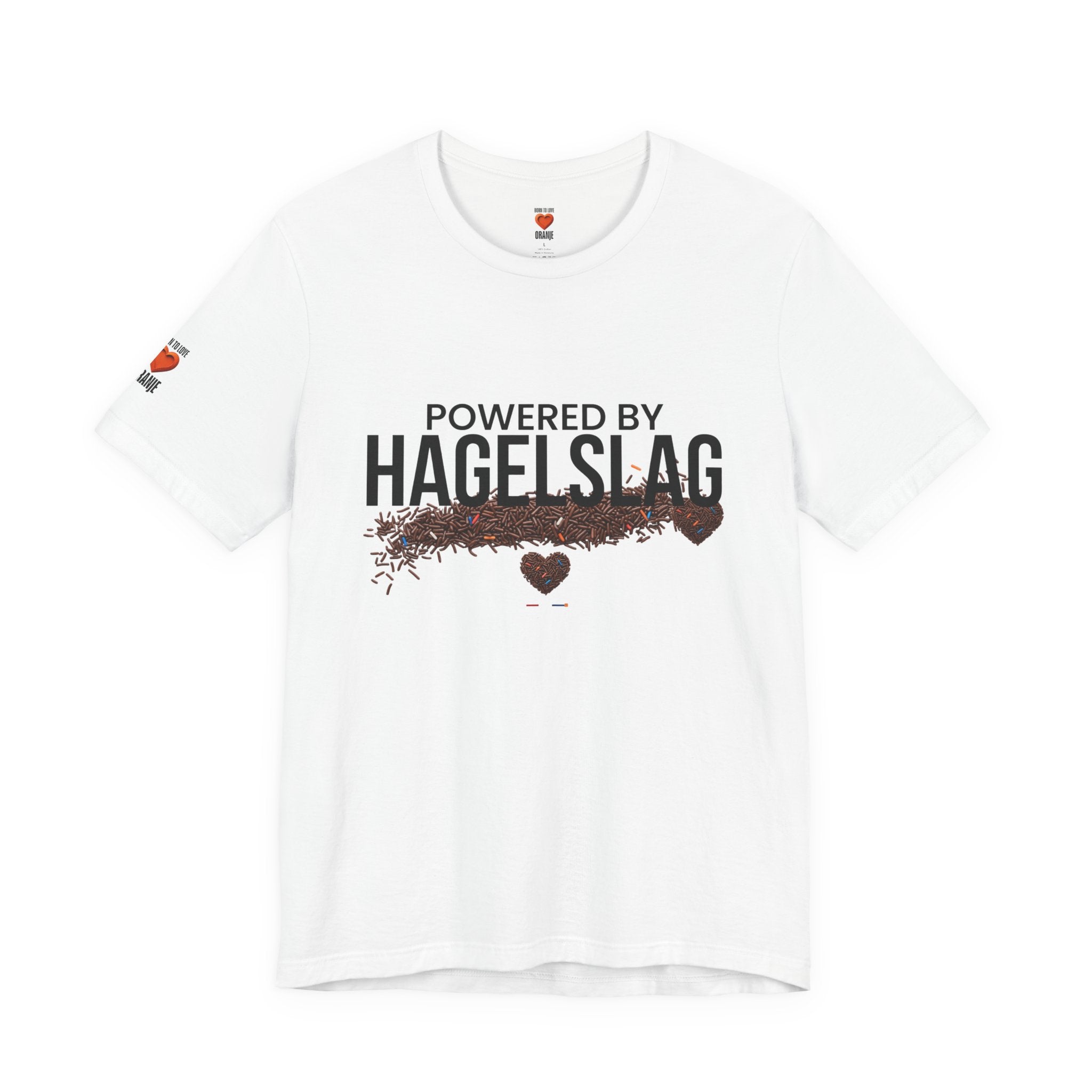 Powered By Hagelslag Shirt, Funny Dutch Expat Gift, Netherlands Chocolate Sprinkles Tee, Holland Food Humor T-Shirt, Dutch Gift