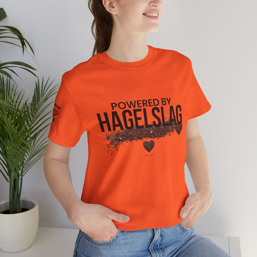 Powered By Hagelslag Shirt, Funny Dutch Expat Gift, Netherlands Chocolate Sprinkles Tee, Holland Food Humor T-Shirt, Dutch Gift