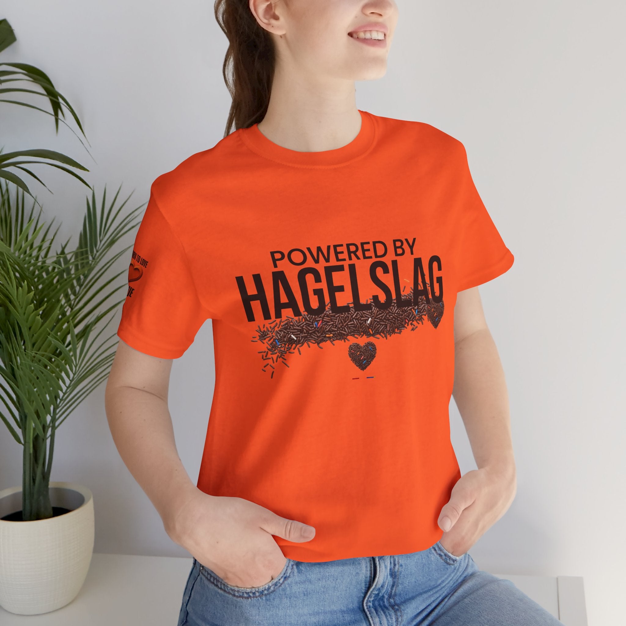 Powered By Hagelslag Shirt, Funny Dutch Expat Gift, Netherlands Chocolate Sprinkles Tee, Holland Food Humor T-Shirt, Dutch Gift