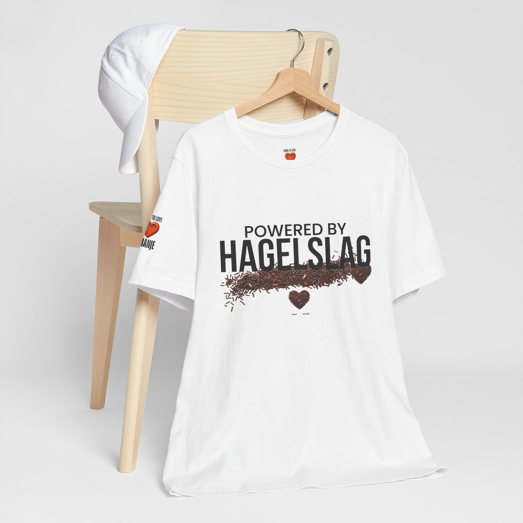 Powered By Hagelslag Shirt, Funny Dutch Expat Gift, Netherlands Chocolate Sprinkles Tee, Holland Food Humor T-Shirt, Dutch Gift