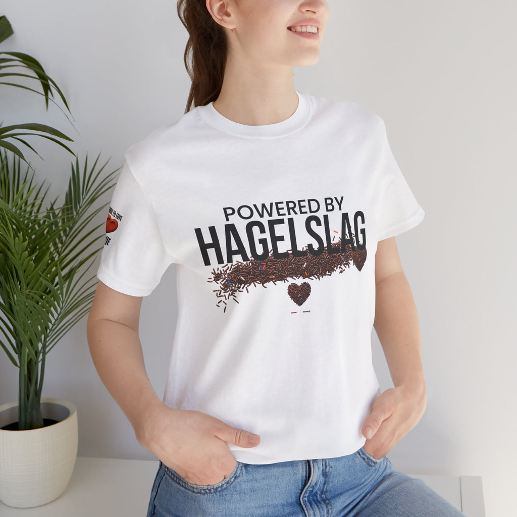 Powered By Hagelslag Shirt, Funny Dutch Expat Gift, Netherlands Chocolate Sprinkles Tee, Holland Food Humor T-Shirt, Dutch Gift
