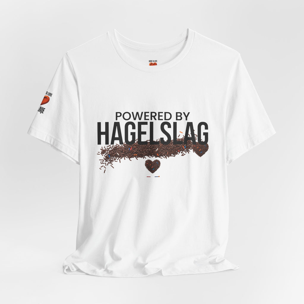 Powered By Hagelslag Shirt, Funny Dutch Expat Gift, Netherlands Chocolate Sprinkles Tee, Holland Food Humor T-Shirt, Dutch Gift