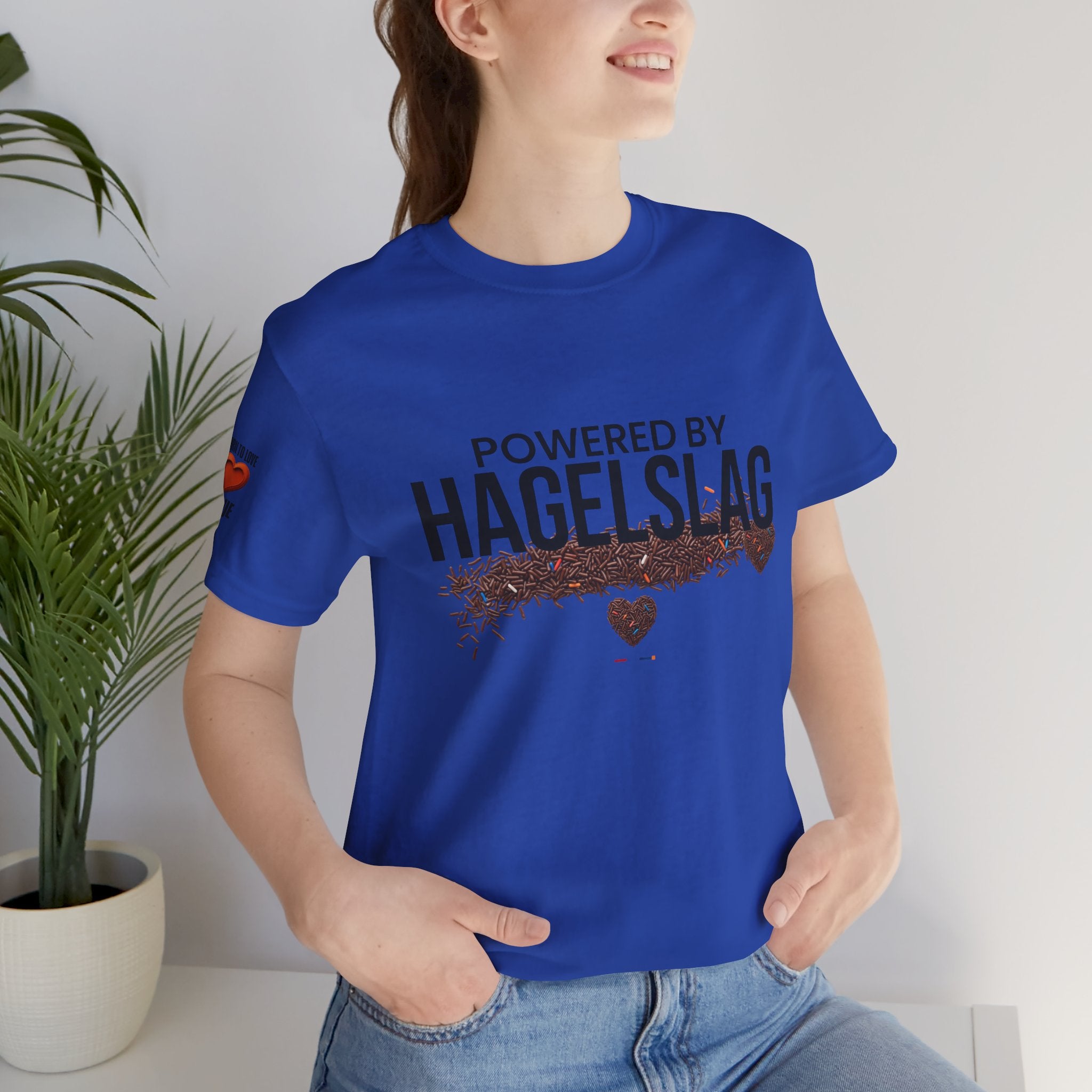 Powered By Hagelslag Shirt, Funny Dutch Expat Gift, Netherlands Chocolate Sprinkles Tee, Holland Food Humor T-Shirt, Dutch Gift