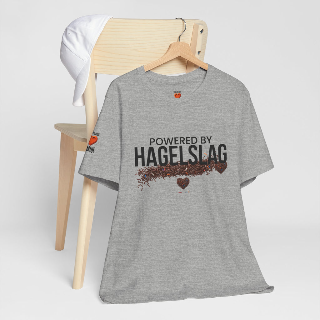 Powered By Hagelslag Shirt, Funny Dutch Expat Gift, Netherlands Chocolate Sprinkles Tee, Holland Food Humor T-Shirt, Dutch Gift